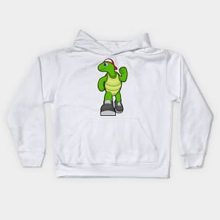 Turtle at Running with Cap Kids Hoodie